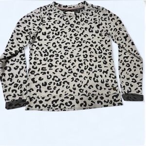 Leopard Print Crewneck Sweater - Cream & BlackSZ S-M